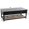 imageCreative CoOp Maxwelton Solid Wood Coffee Table with 2 Drawers and Woven Cane Storage Shelf Black and NaturalBlack