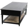 imageCreative CoOp Maxwelton Solid Wood Coffee Table with 2 Drawers and Woven Cane Storage Shelf Black and NaturalBlack