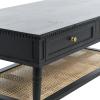 imageCreative CoOp Maxwelton Solid Wood Coffee Table with 2 Drawers and Woven Cane Storage Shelf Black and NaturalBlack