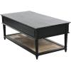 imageCreative CoOp Maxwelton Solid Wood Coffee Table with 2 Drawers and Woven Cane Storage Shelf Black and NaturalBlack