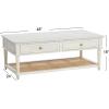 imageCreative CoOp Maxwelton Solid Wood Coffee Table with 2 Drawers and Woven Cane Storage Shelf Black and NaturalWhite