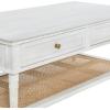 imageCreative CoOp Maxwelton Solid Wood Coffee Table with 2 Drawers and Woven Cane Storage Shelf Black and NaturalWhite