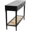 imageCreative CoOp Maxwelton Solid Wood Console Table with 2 Drawers and Woven Cane Storage Shelf Black and NaturalBlack