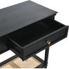 imageCreative CoOp Maxwelton Solid Wood Console Table with 2 Drawers and Woven Cane Storage Shelf Black and NaturalBlack