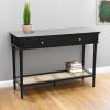 imageCreative CoOp Maxwelton Solid Wood Console Table with 2 Drawers and Woven Cane Storage Shelf Black and NaturalBlack