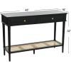 imageCreative CoOp Maxwelton Solid Wood Console Table with 2 Drawers and Woven Cane Storage Shelf Black and NaturalBlack