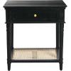 imageCreative CoOp Maxwelton Solid Wood End Table with Drawer and Woven Cane Storage Shelf Distressed White and NaturalBlack