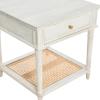 imageCreative CoOp Maxwelton Solid Wood End Table with Drawer and Woven Cane Storage Shelf Distressed White and NaturalWhite