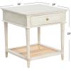 imageCreative CoOp Maxwelton Solid Wood End Table with Drawer and Woven Cane Storage Shelf Distressed White and NaturalWhite