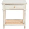 imageCreative CoOp Maxwelton Solid Wood End Table with Drawer and Woven Cane Storage Shelf Distressed White and NaturalWhite