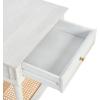 imageCreative CoOp Maxwelton Solid Wood End Table with Drawer and Woven Cane Storage Shelf Distressed White and NaturalWhite