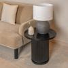 imageCreative CoOp Round Mango Wood Pedestal Side Table with Ribbed Base Stained BlackBlack