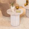 imageCreative CoOp Round Mango Wood Pedestal Side Table with Ribbed Base Stained BlackNatural