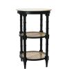 imageCreative CoOp Round Solid Wood End Table with Genuine Marble Top and 2 Woven Cane Storage Shelves Brown Stain and NaturalBlack