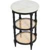 imageCreative CoOp Round Solid Wood End Table with Genuine Marble Top and 2 Woven Cane Storage Shelves Brown Stain and NaturalBlack