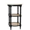 imageCreative CoOp Round Solid Wood End Table with Genuine Marble Top and 2 Woven Cane Storage Shelves Brown Stain and NaturalBlack