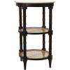 imageCreative CoOp Round Solid Wood End Table with Genuine Marble Top and 2 Woven Cane Storage Shelves Brown Stain and NaturalBrown