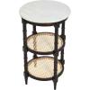 imageCreative CoOp Round Solid Wood End Table with Genuine Marble Top and 2 Woven Cane Storage Shelves Brown Stain and NaturalBrown