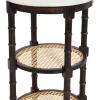 imageCreative CoOp Round Solid Wood End Table with Genuine Marble Top and 2 Woven Cane Storage Shelves Brown Stain and NaturalBrown