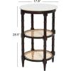 imageCreative CoOp Round Solid Wood End Table with Genuine Marble Top and 2 Woven Cane Storage Shelves Brown Stain and NaturalBrown