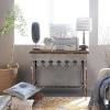 imageCreative CoOp Rustic Farmhouse Metal Console Table with Solid Wood Top Distressed GreyDistressed Zinc