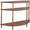 imageCreative CoOp 3Tier Curved Accent Table with Beveled Shelves and Doweled Legs Matte Black FinishWalnut Color