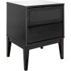 imageCreative CoOp Crawford Solid Wood Nightstand with 2 Storage Drawers and Cane Detail Light Brown FinishBlack With Black