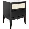 imageCreative CoOp Crawford Solid Wood Nightstand with 2 Storage Drawers and Cane Detail Light Brown FinishBlack and Natural
