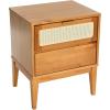 imageCreative CoOp Crawford Solid Wood Nightstand with 2 Storage Drawers and Cane Detail Light Brown FinishLight Brown With Natural