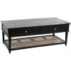 imageCreative CoOp Maxwelton Solid Wood Coffee Table with 2 Drawers and Woven Cane Storage Shelf Black and NaturalBlack