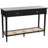 imageCreative CoOp Maxwelton Solid Wood Console Table with 2 Drawers and Woven Cane Storage Shelf Black and NaturalBlack