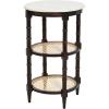 imageCreative CoOp Round Solid Wood End Table with Genuine Marble Top and 2 Woven Cane Storage Shelves Brown Stain and NaturalBrown