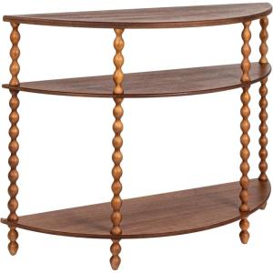 imageCreative CoOp 3Tier Curved Accent Table with Beveled Shelves and Doweled Legs Matte Black FinishWalnut Color