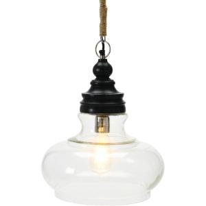 imageCreative CoOp Glass ampamp Mango Wood Ceiling Pendant LightBlack