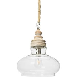 imageCreative CoOp Glass ampamp Mango Wood Ceiling Pendant LightBrown