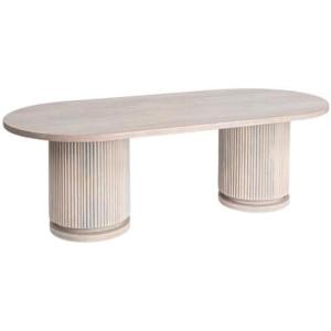 imageCreative CoOp Mango Wood Pedestal Coffee Table with Ribbed Base Natural BleachedNatural