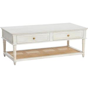 imageCreative CoOp Maxwelton Solid Wood Coffee Table with 2 Drawers and Woven Cane Storage Shelf Black and NaturalWhite