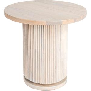 imageCreative CoOp Round Mango Wood Pedestal Side Table with Ribbed Base Stained BlackNatural