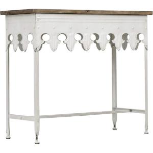 imageCreative CoOp Rustic Farmhouse Metal Console Table with Solid Wood Top Distressed GreyAntiqued White
