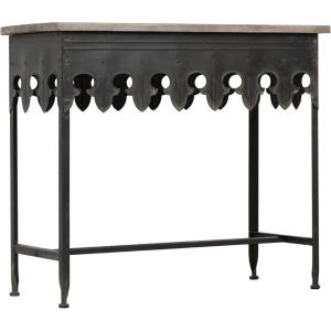imageCreative CoOp Rustic Farmhouse Metal Console Table with Solid Wood Top Distressed GreyDistressed Dark Grey