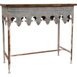 imageCreative CoOp Rustic Farmhouse Metal Console Table with Solid Wood Top Distressed GreyDistressed Zinc