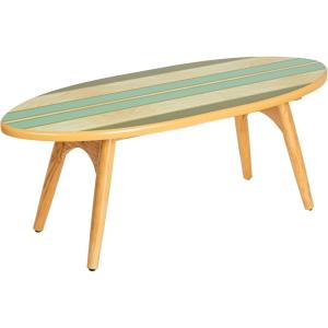 imageCreative CoOp Sea Waves Surfboard Oval Coffee Table MulticolorGreen Stripe