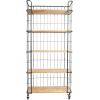 imageCreative CoOp 5 Tier Wood Shelves with Metal Frame ampamp Caster Wheels