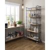 imageCreative CoOp 5 Tier Wood Shelves with Metal Frame ampamp Caster Wheels
