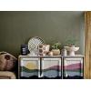 imageCreative CoOp 55quot W Mango Wood Console with 2 Shelves 3Panel Sunset Scene Woven Rope Doors ampamp Tassels