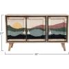 imageCreative CoOp 55quot W Mango Wood Console with 2 Shelves 3Panel Sunset Scene Woven Rope Doors ampamp Tassels