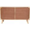 imageCreative CoOp 55quot W Mango Wood Console with 2 Shelves 3Panel Sunset Scene Woven Rope Doors ampamp Tassels