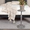 imageCreative CoOp Bishop Pedestal Cocktail Side Table Dark ChestnutDove Grey
