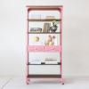 imageCreative CoOp Metal and Wood 5Tier Shelf Storage with Drawers Distressed Pink and Natural
