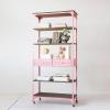 imageCreative CoOp Metal and Wood 5Tier Shelf Storage with Drawers Distressed Pink and Natural